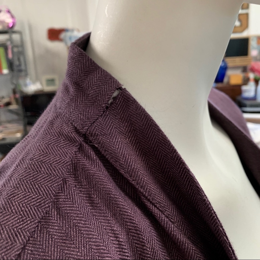 “Purple Open Drape Front Linen Jacket” - Picture 4 of 8